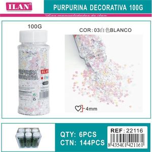Glitter decorativo Ilan 100g bianco a forma di cuore per lavori artigianali - Product Image 1