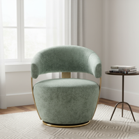 Fauteuil pivotant en bois courbé moderne et élégant avec coussin rembourré en éponge haute résilience et revêtement en tissu durable