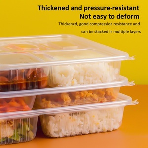 Boîte à lunch à compartiment Boîte de restauration rapide commerciale Assiette à dîner de qualité alimentaire Boîte à lunch jetable à trois grilles à quatre grilles à emporter - Product Image 3