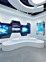 Comptoirs de réception de forme personnalisée Présentoirs lumineux créatifs intelligents Vitrines d'îlots laqués Présentoir personnalisé