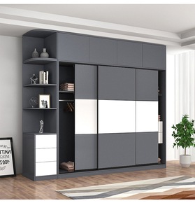 Armadio Guardaroba Professionale all'Ingrosso per Adulti con Cassettiera e Ante <span class=keywords><strong>Scorrevoli</strong></span> Grigie da Assemblare - Product Image 5