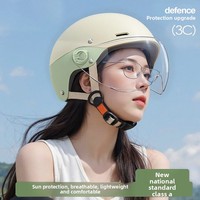 Casque de moto électrique certifié 3C en ABS pour femmes ; Protection solaire estivale, demi-casque toutes saisons, double ouverture respirante