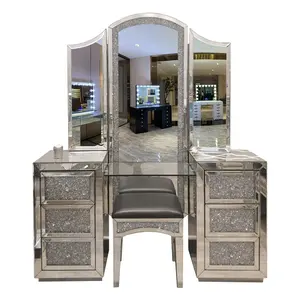 Docarelife-consola con espejo de diamante aplastado, mueble de tocador, decoración del hogar