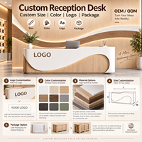 Comptoir de réception incurvé sur mesure, moderne, en bois blanc avec éclairage LED, table de caisse commerciale pour salon de beauté et spa