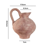 Vas Keramik Vintage Buatan Tangan Gaya Wabi-Sabi Modern Retro Minimalis Ruang Tamu Homestay Rangkaian Bunga Bunga Artificial