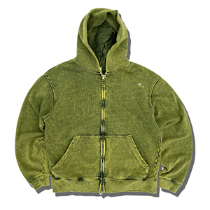 OEM Sudadera con capucha Wash Sun Fade 100% algodón Vintage Street Style Hombres de gran tamaño Brown Acid Wash Zip up Hoodie - Product Image 2