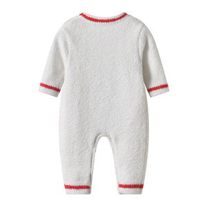 <span class=keywords><strong>Pijama</strong></span> de Forro Polar para Bebé Recién <span class=keywords><strong>Nacido</strong></span>, Mono de Punto Suave con Bordado de Oso, Ribete Rojo, Manga Larga, para Niño <span class=keywords><strong>y</strong></span> Niña, Otoño Invierno - Product Image 2
