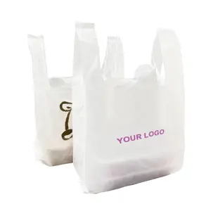 Custom Printed Poly Grocery Convenience Store Bags Plastic HDPE T-shirt Shopping Bag