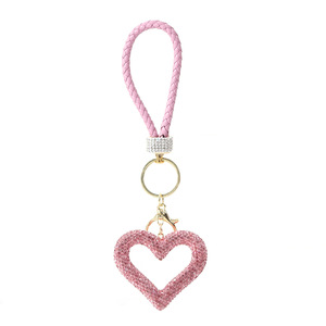 Portachiavi di Lusso con Cordino in Pelle e Diamanti, Borsa per Auto Personalizzata con Strass, Cuore in Metallo Glitterato - Product Image 2