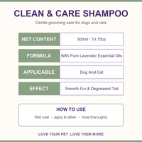 Shampooing et après-shampoing 2-en-1 pour animaux de compagnie avec prévention de la perte de poils pour chiens et chats - 300 ml Utilisation en salle de bain