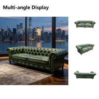 Amerikanisches Luxus-Vintage-Chesterfield-Sofa aus grünem Vollnarbenleder, 2-Sitzer-Couch, Wohnzimmermöbel, Hotel-Lobby-Sofas