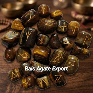 Juego de Runas de Ojo de Tigre Natural Grabadas, Piedras de Adivinación de Gema Marrón Dorada, Set de Fundición Espiritual, Proveedor Mayorista a Granel - Product Image 2