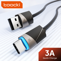 Câble USB-C Toocki Smart Power-Off 3A, charge rapide PD 5A, fil tressé en nylon haute intensité pour ordinateur portable, téléphone, écouteurs, ordinateur