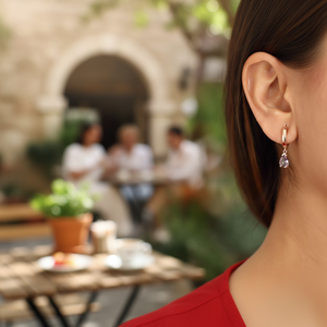 Pendientes Azuris Elegantes y Modernos de Plata de Ley 925 con Piedra Mística, Joyería Fina Hecha en Turquía - Product Image 3