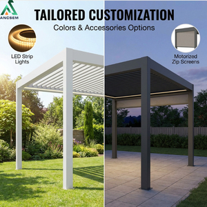 Pergola bioclimatique <span class=keywords><strong>en</strong></span> aluminium 6x6m avec toit à lames orientables, robuste, résistante aux intempéries, montage personnalisé, <span class=keywords><strong>abri</strong></span> extérieur pour <span class=keywords><strong>jardin</strong></span>, patio, cour - Product Image 5