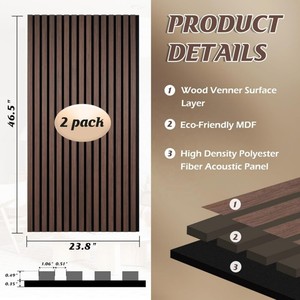 แผ่นผนังไม้ระแนงอะคูสติกขนาด 2*8 ฟุต ราคาสมเหตุสมผลจากโรงงานมาตรฐานจีน - Product Image 3