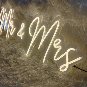Enseigne néon LED Aladin RGB en acrylique '<span class=keywords><strong>Mr</strong></span> Mrs' – Décoration murale pour mariage, anniversaire, chambre – Lumière romantique, attrayante et durable - Product Image 4