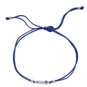 New <strong>Handcrafted</strong> <strong>Jewelry</strong> with Tiny Colorful CZ Stone 925 Sterling Silver Wish Trendy Women's String Bracelets - Product Image 2