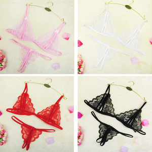 GYQ Set Intimo Sexy da Donna per Luna di Miele, <span class=keywords><strong>Reggiseno</strong></span> e Mutandine, in Pizzo <span class=keywords><strong>Trasparente</strong></span> Sottile con Fiocco, Non <span class=keywords><strong>Trasparente</strong></span> al Punto di Vista della Trasparenza, Vendita all'Ingrosso - Product Image 2