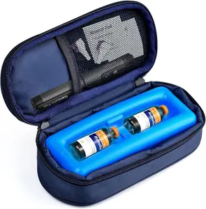 Vial de insulina que lleva el estuche de viaje para diabéticos, bolsa enfriadora de medicamentos con bolsa de hielo para diabéticos