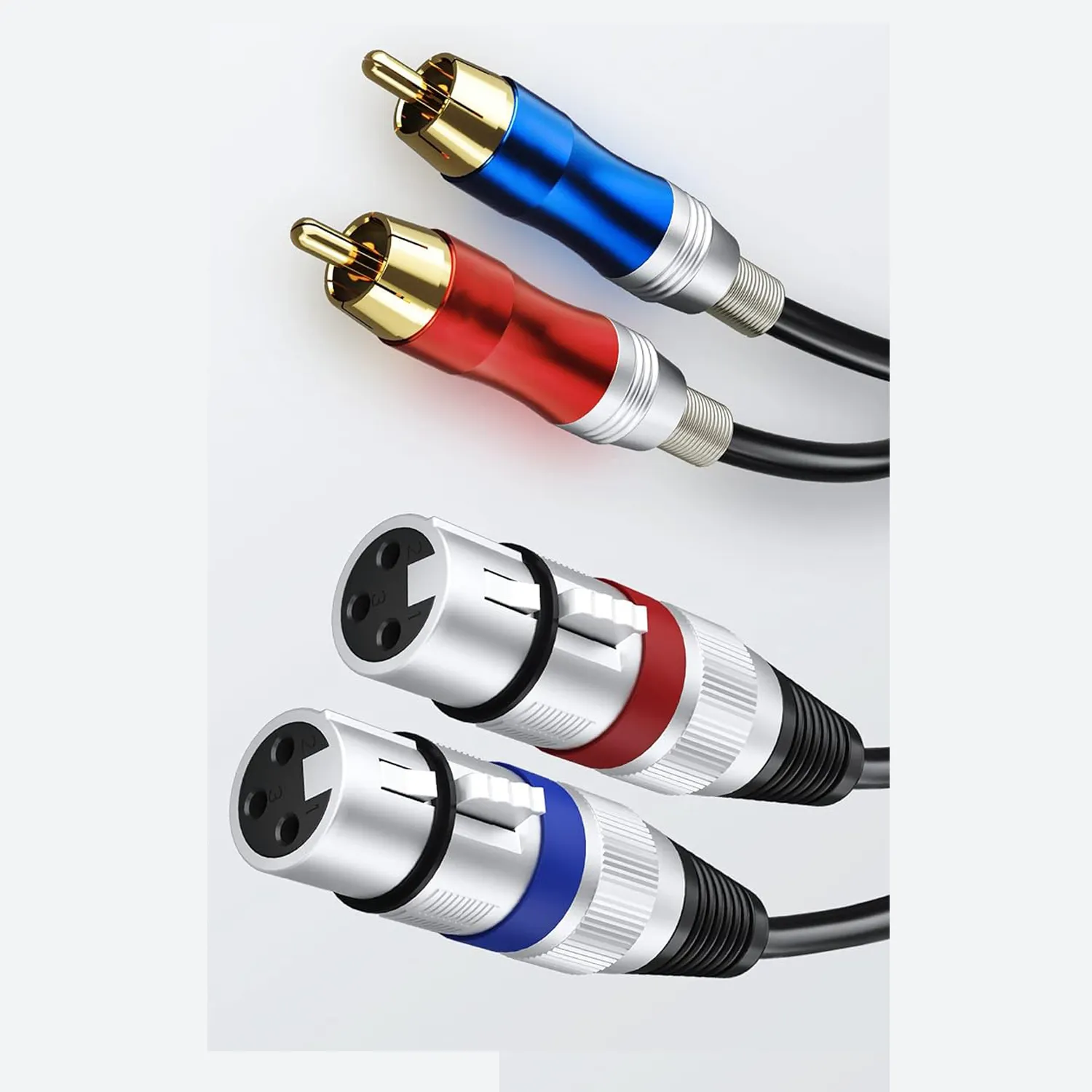 Kabel 2XLR Female ke 2RCA Male 2 XLR ke 2 RCA Female ke Male untuk Home Theater Mixer Amplifier