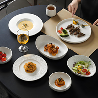 Assiettes à pâtes à larges bords pour restaurants, bols à pâtes en céramique, assiettes creuses italiennes, vente en gros