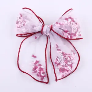 Heart and Star Polymer Clay Beads Hair Clips Cute Sequin Confetti Shaker Quicksand Bow Hair Clip