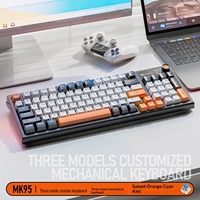 Teclado Inalámbrico para Juegos Smailwolf MK95 de Triple Modo, Interruptores Azules Intercambiables en Caliente, Retroiluminación RGB para PC y Portátiles