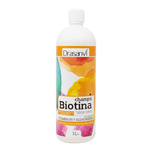 Shampoo Drasanvi 1000 ml à la biotine et à l'aloe vera pour cheveux secs et ternes, ingrédients végétaliens, antipelliculaire et anti-frisottis, sans rinçage - Product Image 1