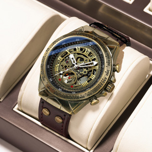 Luxury men's retro fashion casual <b>watch</b> antique copper color automatic <b>mechanical</b> <b>watch</b> wholesale - Product Image 1