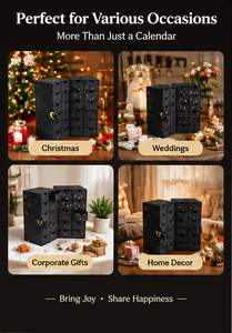 Caja de Cartón Negra para Envíos, Embalaje Sorpresa con 24 Compartimentos Extraíbles, Impresión en Lámina Dorada, Tamaño y Diseño Personalizados, Caja de Calendario de Adviento - Product Image 3