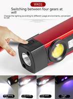Portable 1000 Lumen LED Lampe de Travail en Aluminium Magnétique Cob Camping ABS USB 3.7V Lampe de Poche Rechargeable pour l'Inspection de Sécurité