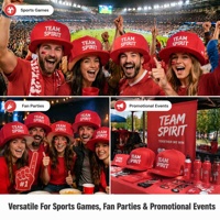 Casquette surdimensionnée personnalisée avec logo d'équipe, insert en mousse rouge, tissu standard, unisexe, pour les fans de sport, événements sportifs