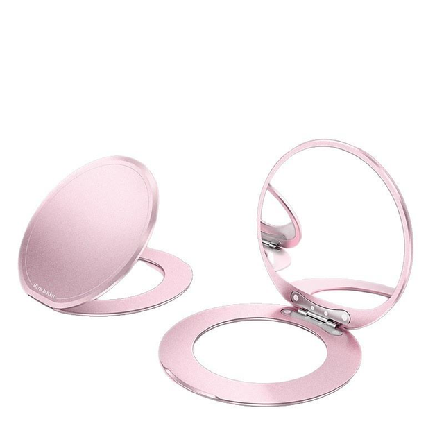 Magnetic Phone Ring Stand With Built-in Makeup Mirror Ultra-Thin Portable Back Mount Phone Grip Kickstand Holder