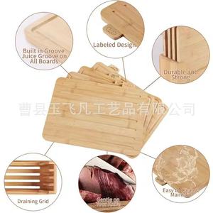 Fiery Chef Bamboo Chopping Board Set With Stand Multifunction Kitchen Cutting <b>Block</b> Rectangle Natural <b>Wood</b> Color - Product Image 4