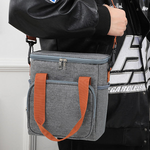 Crossbody Insulated Lunch Bag Large Capacity Square Portable Foldable For Outdoor Meals - Product Image 1