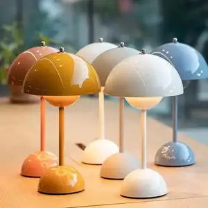 Modern Creative Mushroom Shape Bedside Study Desk Lamp Touch Sensor Rechargeable Eye Protection LED Flower Bud Table Lamp