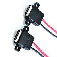 Connecteur femelle Type-C LN-004 avec oreille de fixation, câble de port de charge pour alimentation DIY à 2 fils