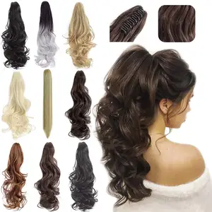 Extension per <span class=keywords><strong>capelli</strong></span> a coda di cavallo con clip da 8-30 pollici, in <span class=keywords><strong>capelli</strong></span> Remy europei, ricci castani, senza grovigli, facili da usare per <span class=keywords><strong>donna</strong></span> - Product Image 1