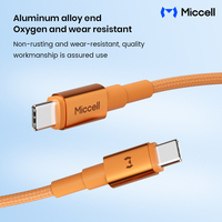 Cable USB Tipo-C Miccell de 1.5M, PD 60W, Carga Rápida, Transferencia de Datos a 480Mbps, Cable de Carga de Nailon para Teléfono Inteligente