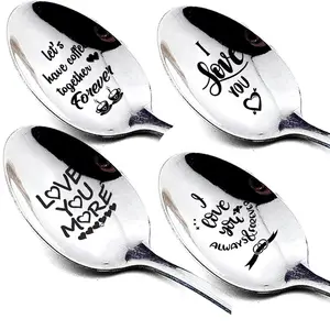 2023 Valentines Day Anniversary Gift Stainless Steel Spoon with letters for lovers