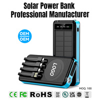 Batterie externe solaire étanche 10000mAh 5W avec charge sans fil, ports USB-C et Micro USB, chargeur solaire portable pour l'extérieur
