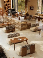 Nouvelles tables et chaises de style chinois pour salons de thé, cafés, pâtisseries, restaurants, et combinaisons de canapés et tables pour salons.