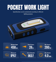 Chargement sans fil Lampe de poche portable 6W 450 lumens étanche lampe de travail led amovible rechargeable avec aimant