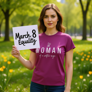 T-shirt da donna Woman Of A Certain Rage, t-shirt casual in cotone a maniche corte con scollo rotondo e stampa di lettere per tutte le stagioni - Product Image 2