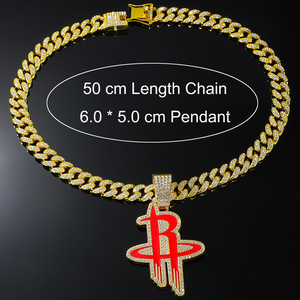 Nouveaux colliers pendentifs en alliage rouge plaqué or et argent de luxe léger, style hip-hop, collier pour homme, bijoux de mode, vente en gros - Product Image 5