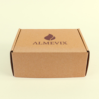 Boîte d'expédition plate en carton kraft brun ondulé, personnalisée avec logo imprimé, en matériaux recyclés, pour l'emballage de chaussettes et de fourrures