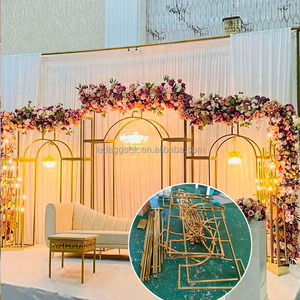 LEDA Arche Métallique Dorée pour Mariage, Décoration de Scène, Écran en Fer, Cadre de Fond Décoratif pour Zone d'Accueil - Product Image 1