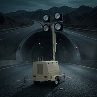 Tour d'éclairage mobile à LED et halogénures métalliques 4x400W 4x1000W, 5m, 7m, 9m
