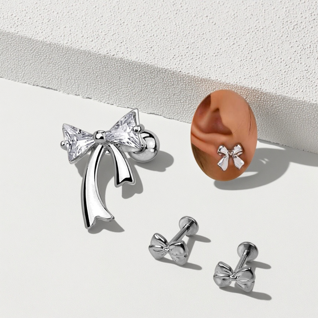 316l surgical stainless steel bow earrings
